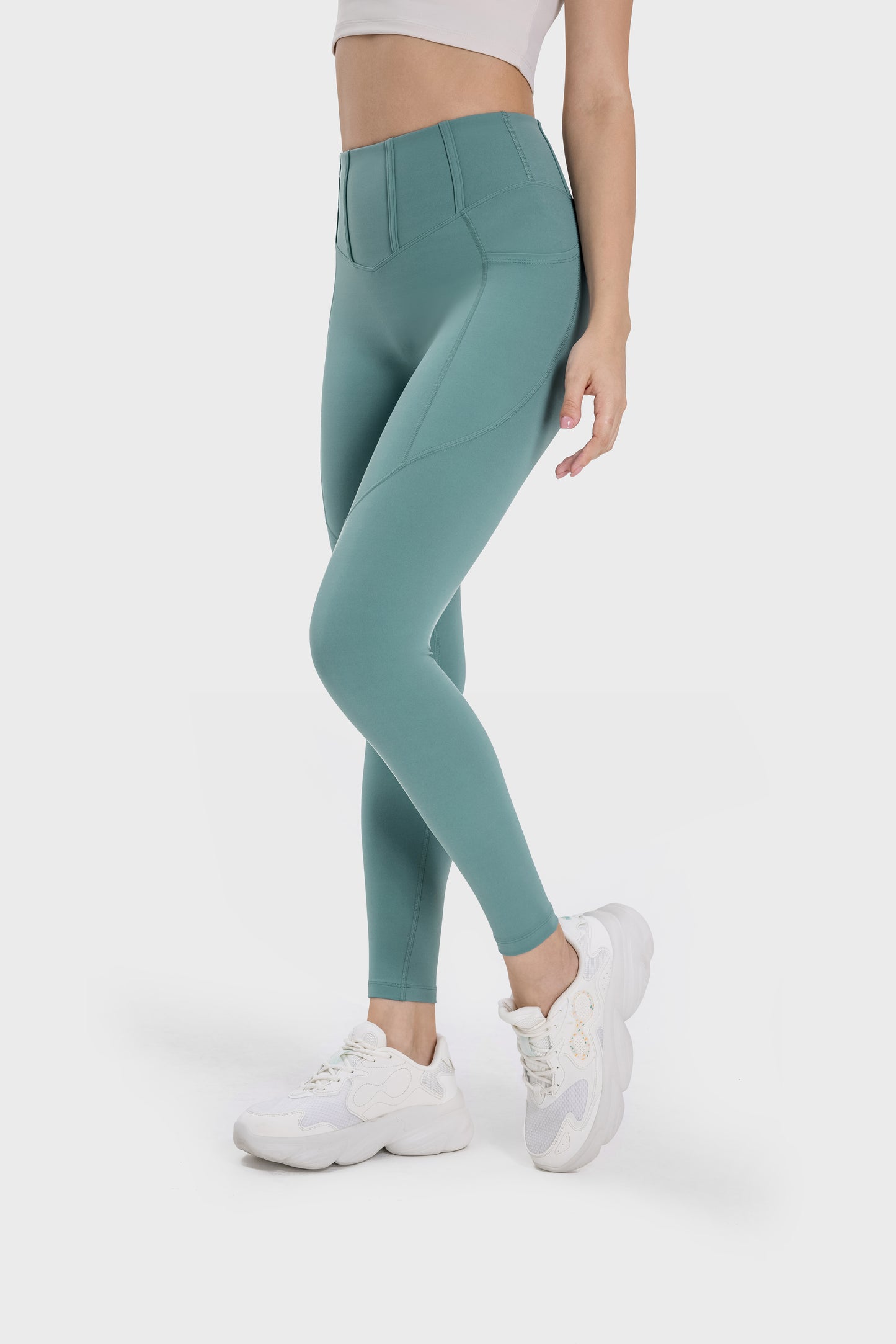 Poza din fata colanti modelaori verde BYMO