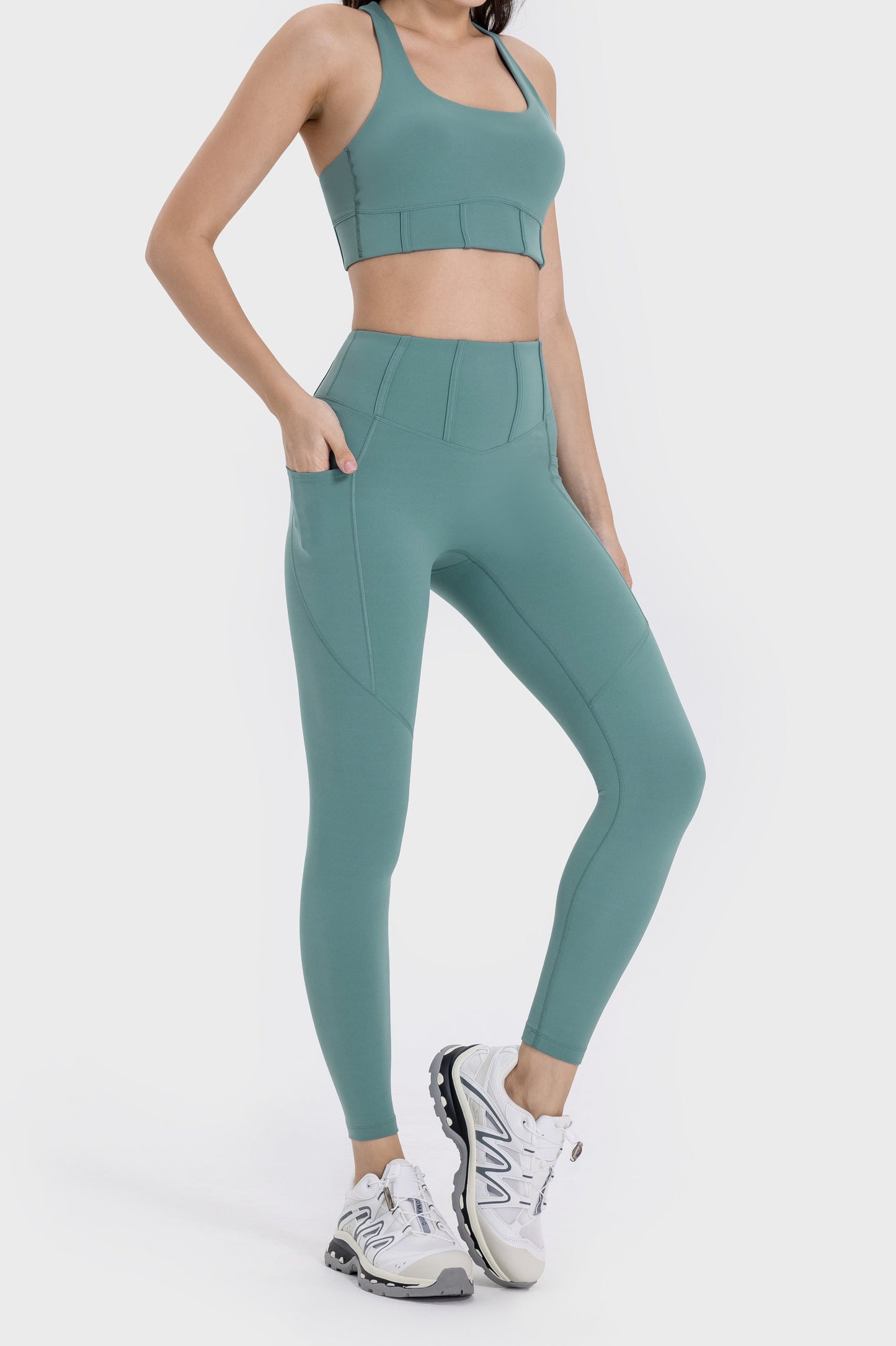 Poza din fata colanti modelaori verde BYMO