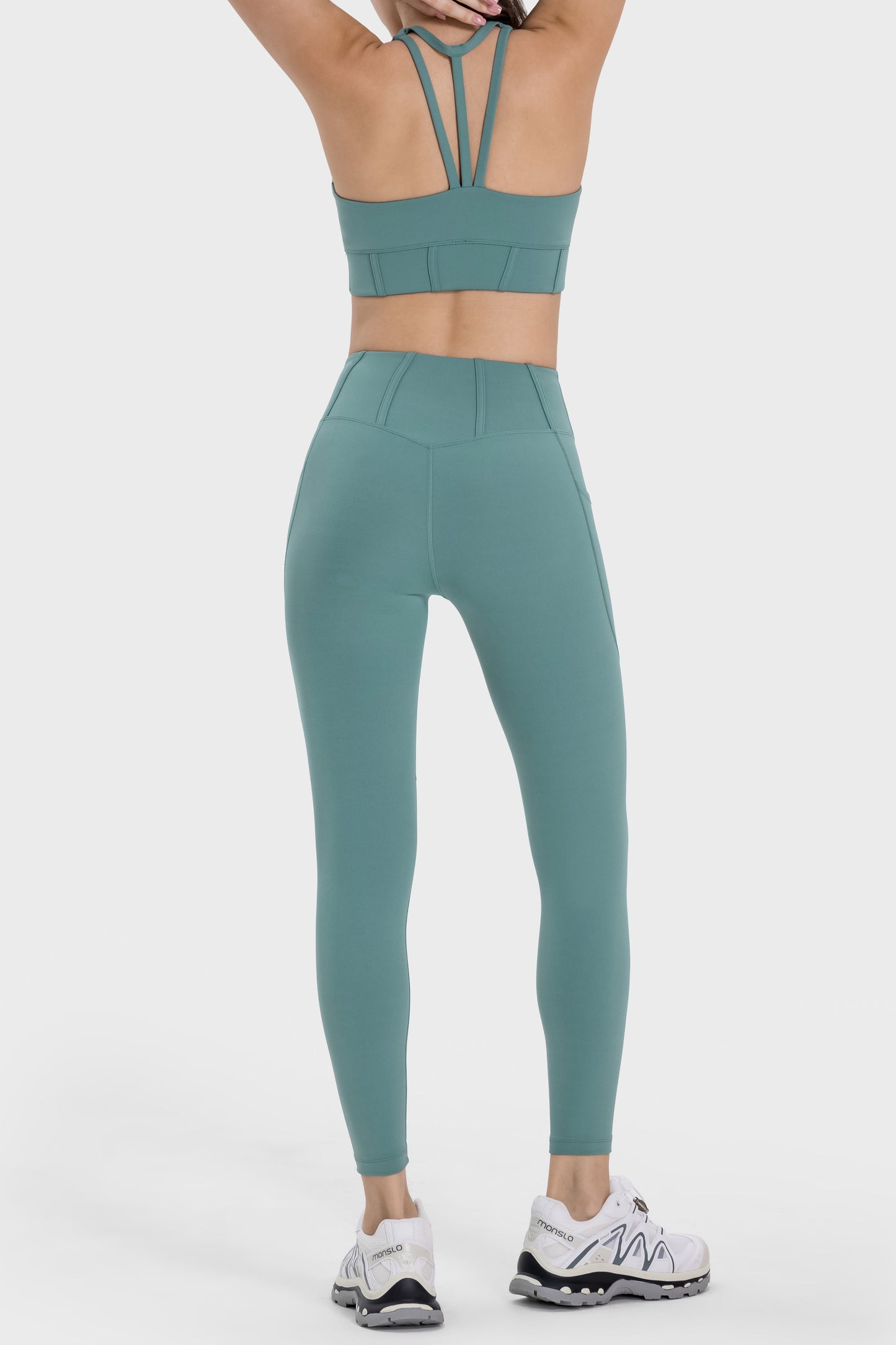 Poza din spate colanti modelaori verde BYMO