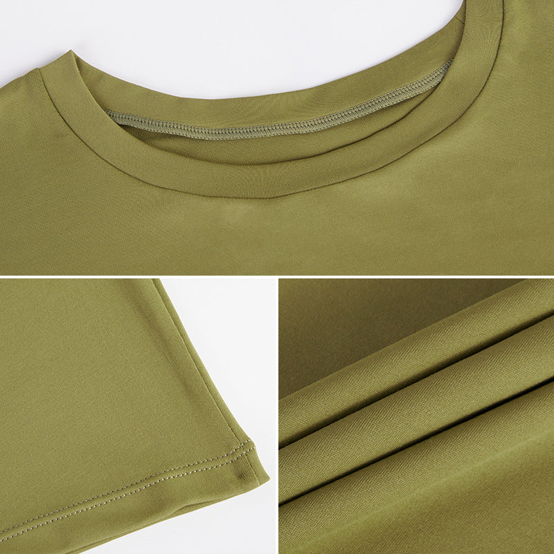 Poza de detaliu tricou sport verde BYMO